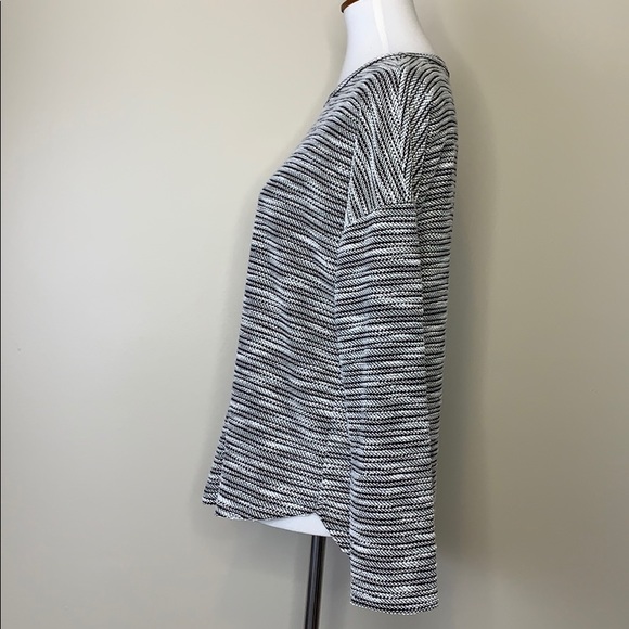 DOE & RAE Black White Striped Crew Knit Sweater S - Picture 4 of 9